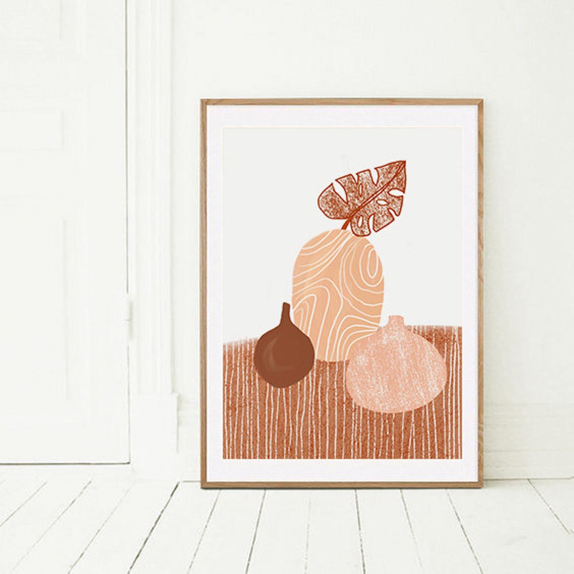 Terracotta Vase Still Life Art Coral Pots Botanical Wall Poster - Image 3