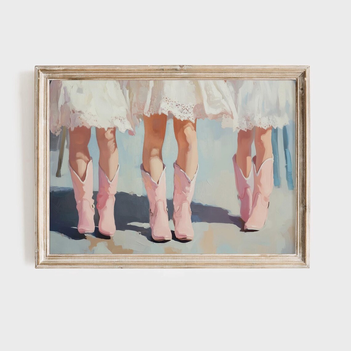 Pink Cowgirl Boots Western Nursery Whimsical Painting Poster
