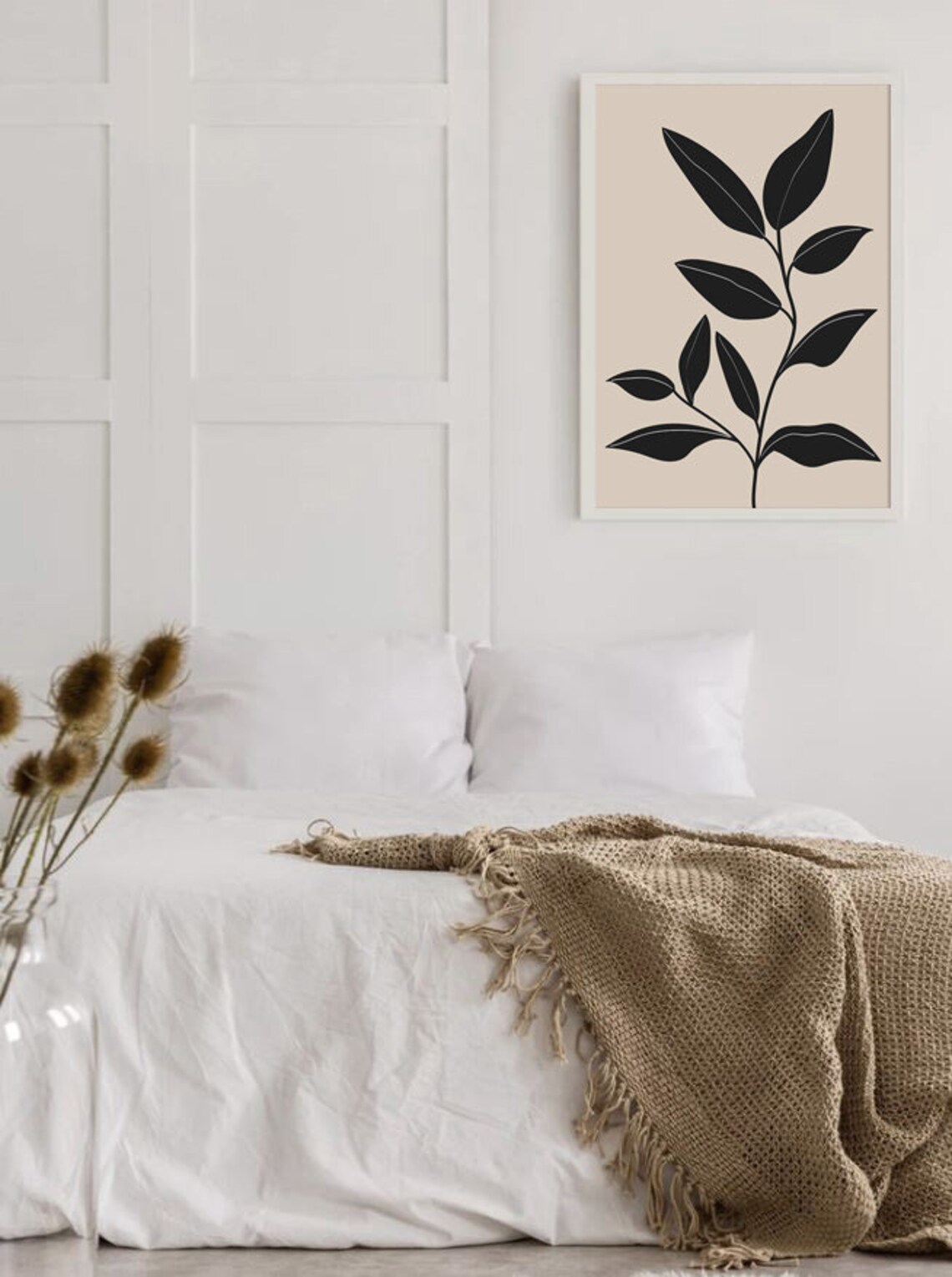 Black Modern Leaf Illustration, Abstract Wall Art Print - Image 3