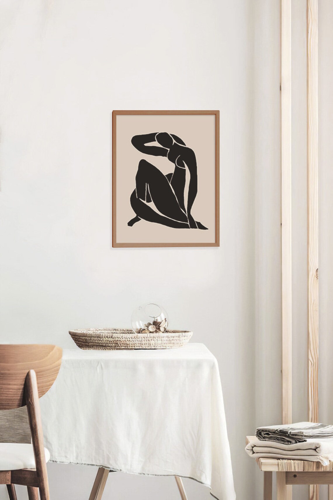 Beige Black Modern Abstract Minimalist Art Print - Image 3