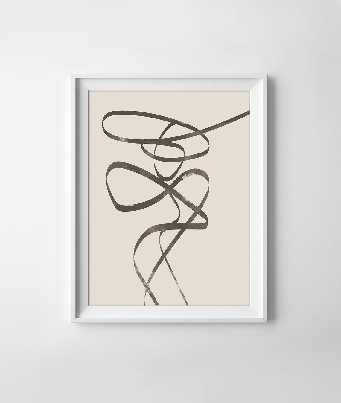Abstract Line Art Print, Beige Minimalist Decor - Image 3