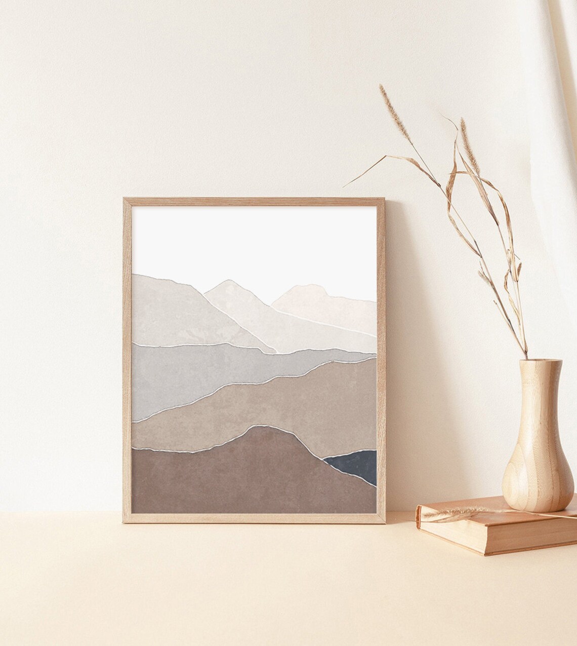 Brown Beige Mountain Art Print, Neutral Boho Decor - Image 3