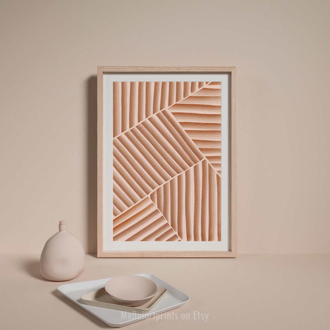 Terracotta Diagonal Stripes Geometric Abstract Pattern Poster - Image 3