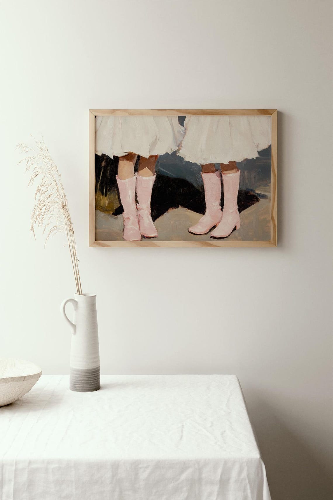 Pink Boots Art Print Fashion Wall Decor Modern Impressionist Painting Girls Room Art Feminine Footwear Illustration - Image 2