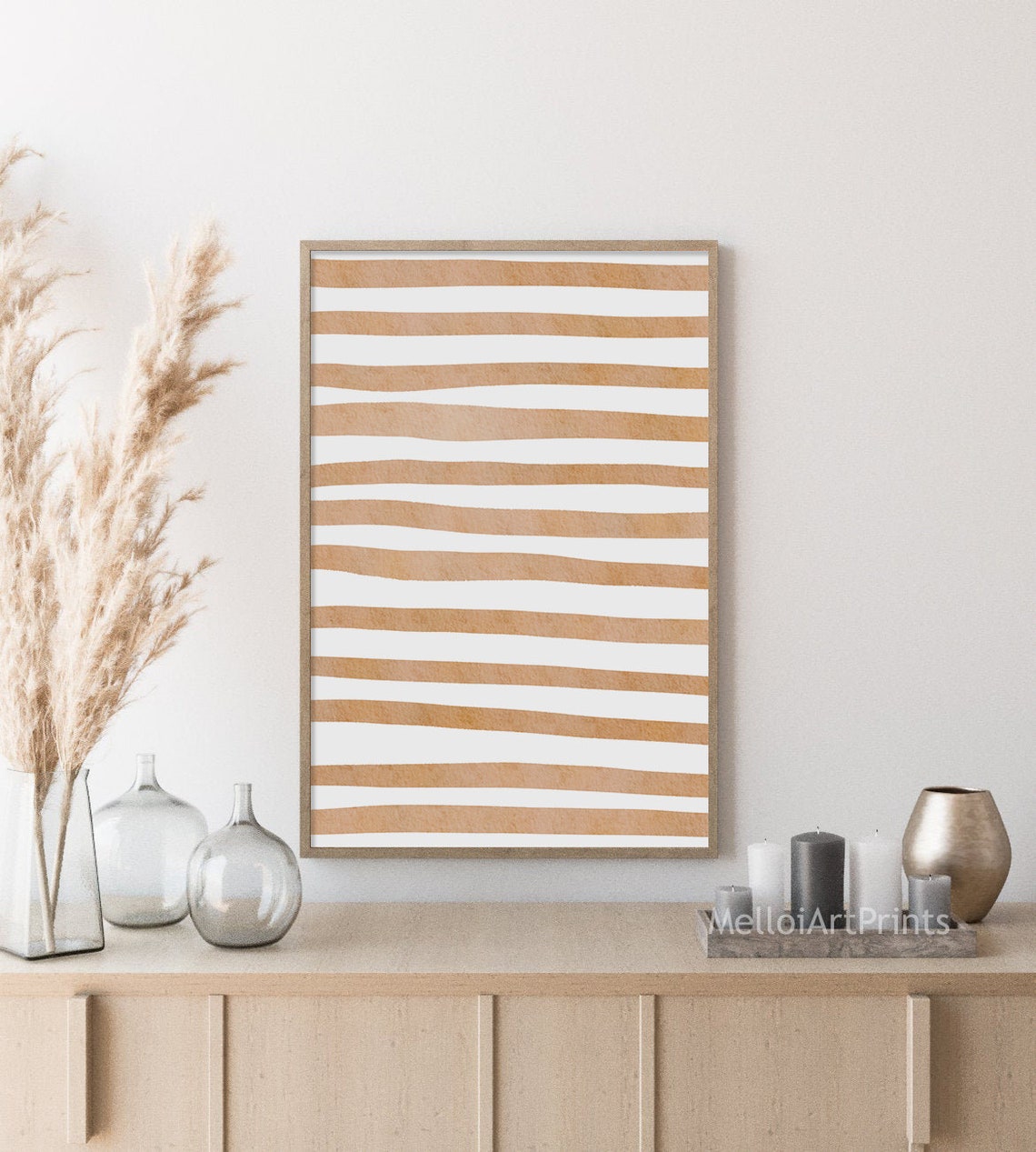 Beige Watercolor Striped Lines Minimalist Neutral Stripe Poster - Image 3