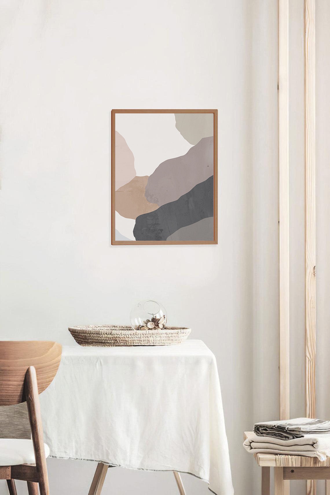 Soft Neutral Organic Shapes Abstract Art Grey Beige Modern Poster - Image 3