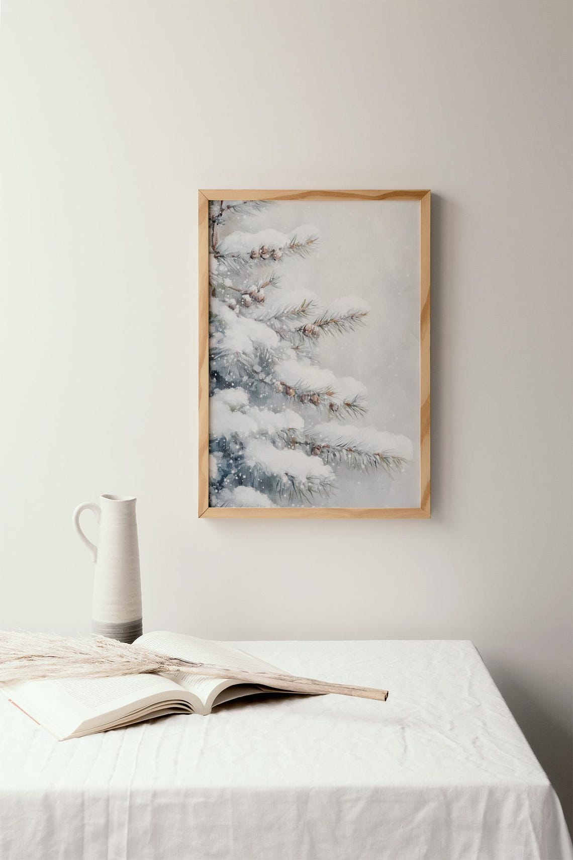 Snow Covered Pine Branches With Pinecones in a Winter Forest Print - Image 2