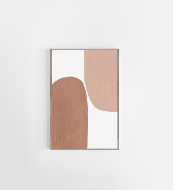 Geometric Mid Century Art Modern Wall Art Beige Geometric Wall Art Terracotta Abstract Art Print Minimalist Print Living Room Wall Art