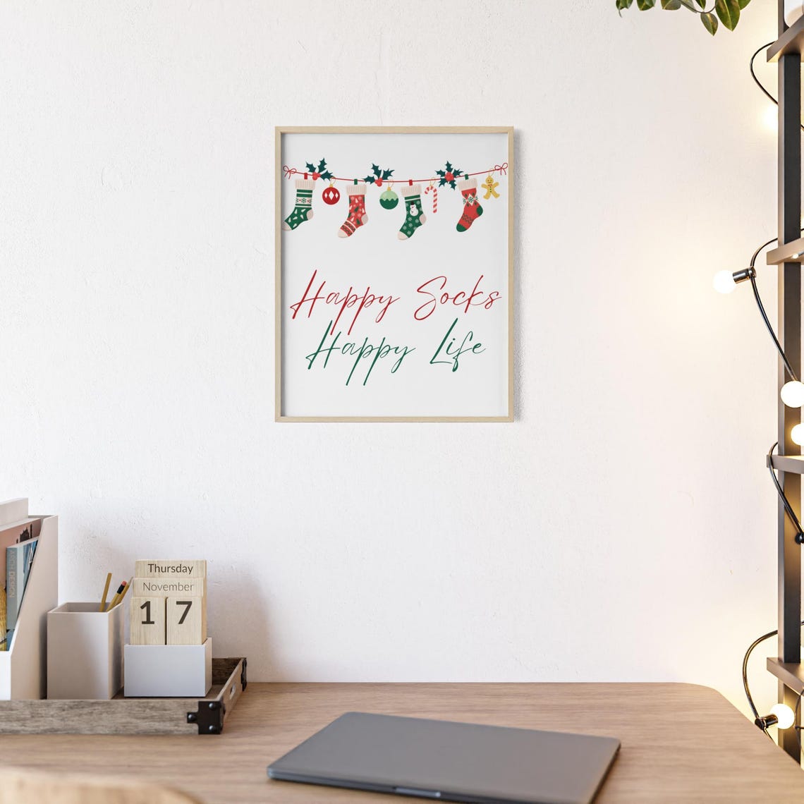 Happy Socks Happy Life Stocking Garland Funny Christmas Poster - Image 2