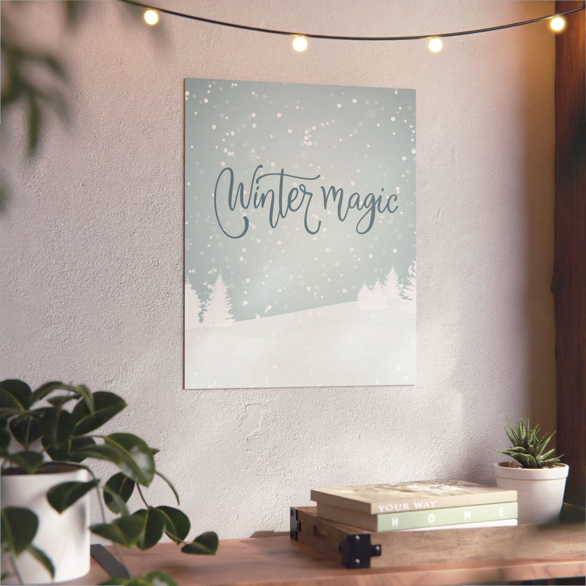 Winter Magic Snowy Forest Falling Snow Dreamy Script Holiday Poster - Image 3