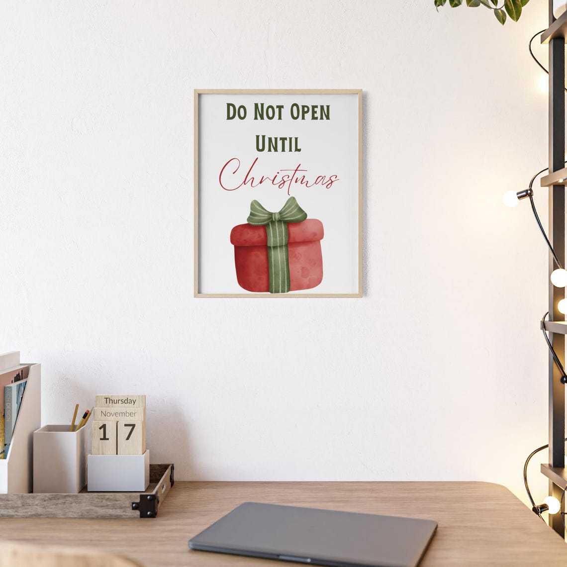 Do Not Open Until Christmas Red Gift Box Playful Holiday Poster - Image 2