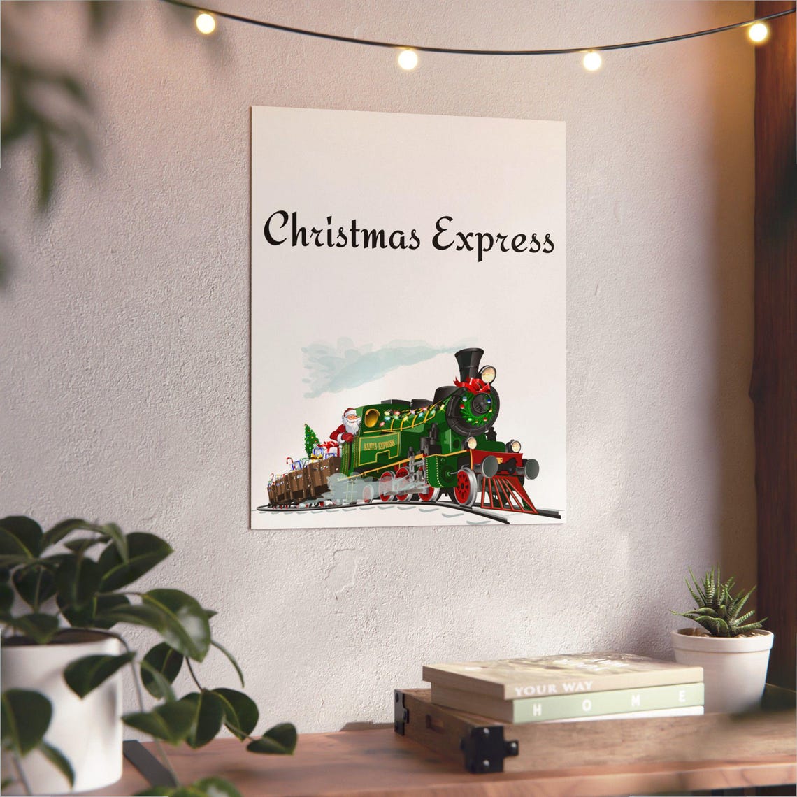 Christmas Express Vintage Steam Train With Santa Holiday Poster