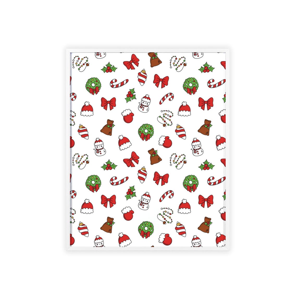 Mini Christmas Symbols Cute Pattern Candy Cane Bow Snowman Poster - Image 3