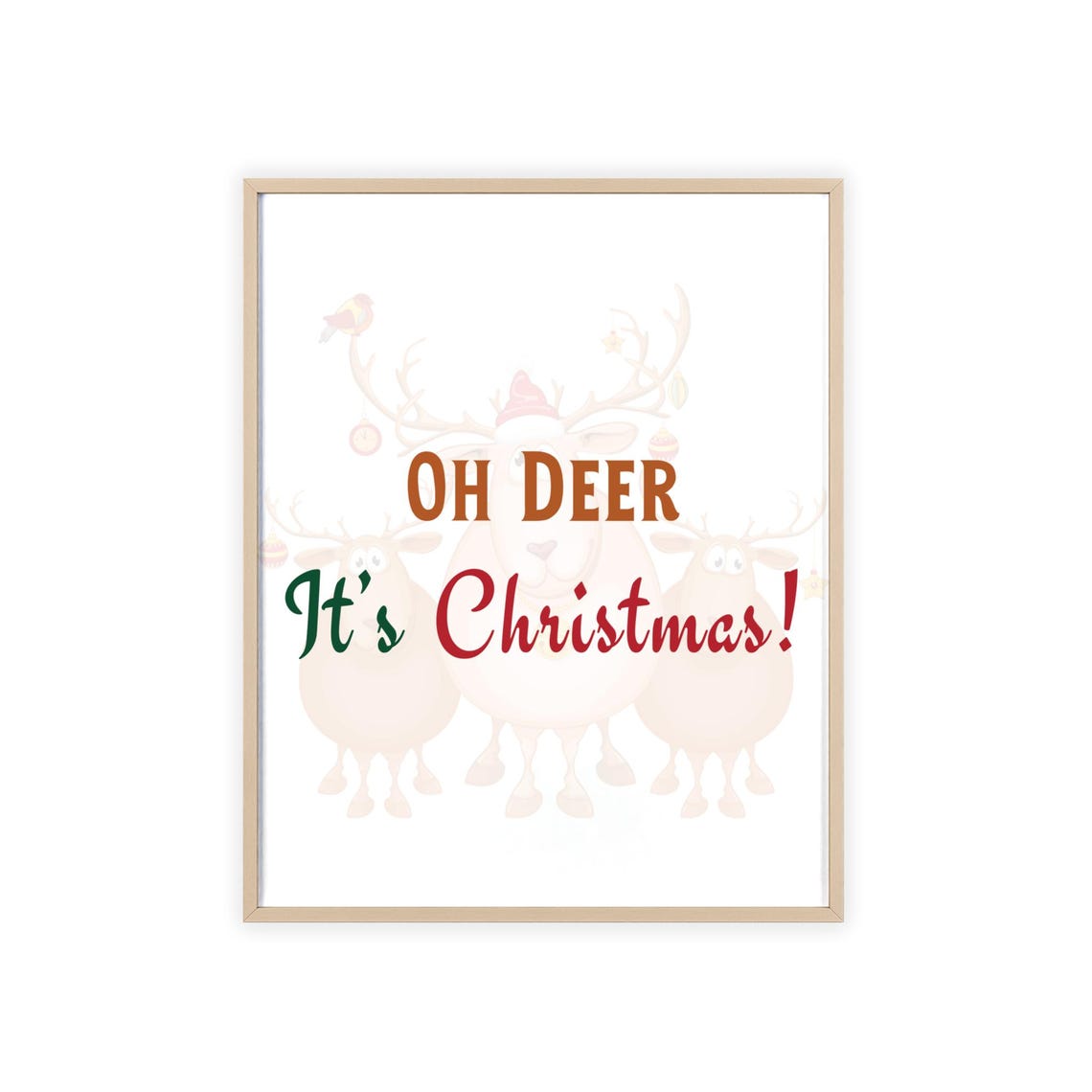 Oh Deer It Is Christmas Cute Reindeer Trio Sweet Holiday Poster - Image 3