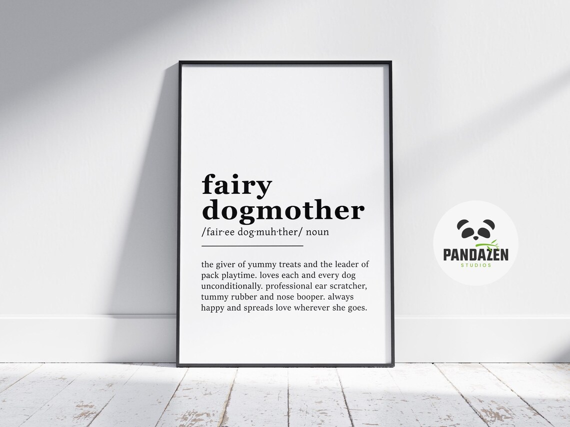 Fairy Dogmother Definition Funny Typography Print Gift for Dog Sitters and Walkers - Image 7