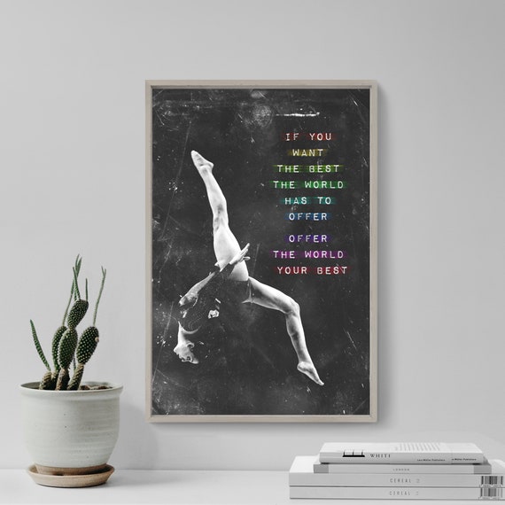 Gymnastics Motivational Quote Art Print, Balance Beam