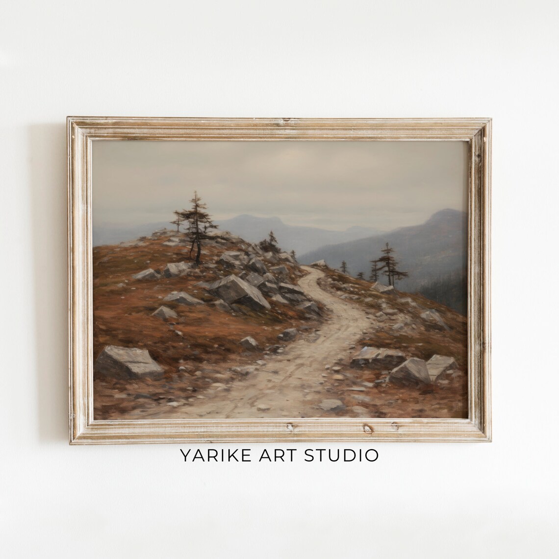 Rustic Mountain Landscape, Vintage Cabin Art