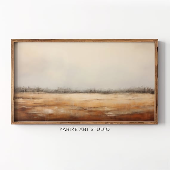 Abstract Autumn Field Painting Neutral Minimalist Fall Landscape Poster