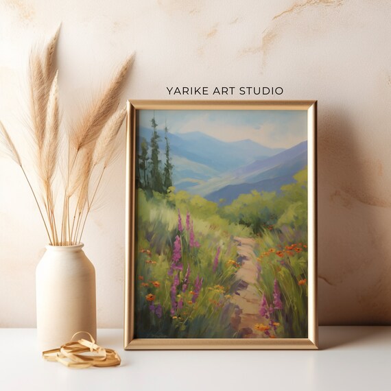 Mountain Wildflower Trail Purple Lupines Blue Peaks Spring Poster