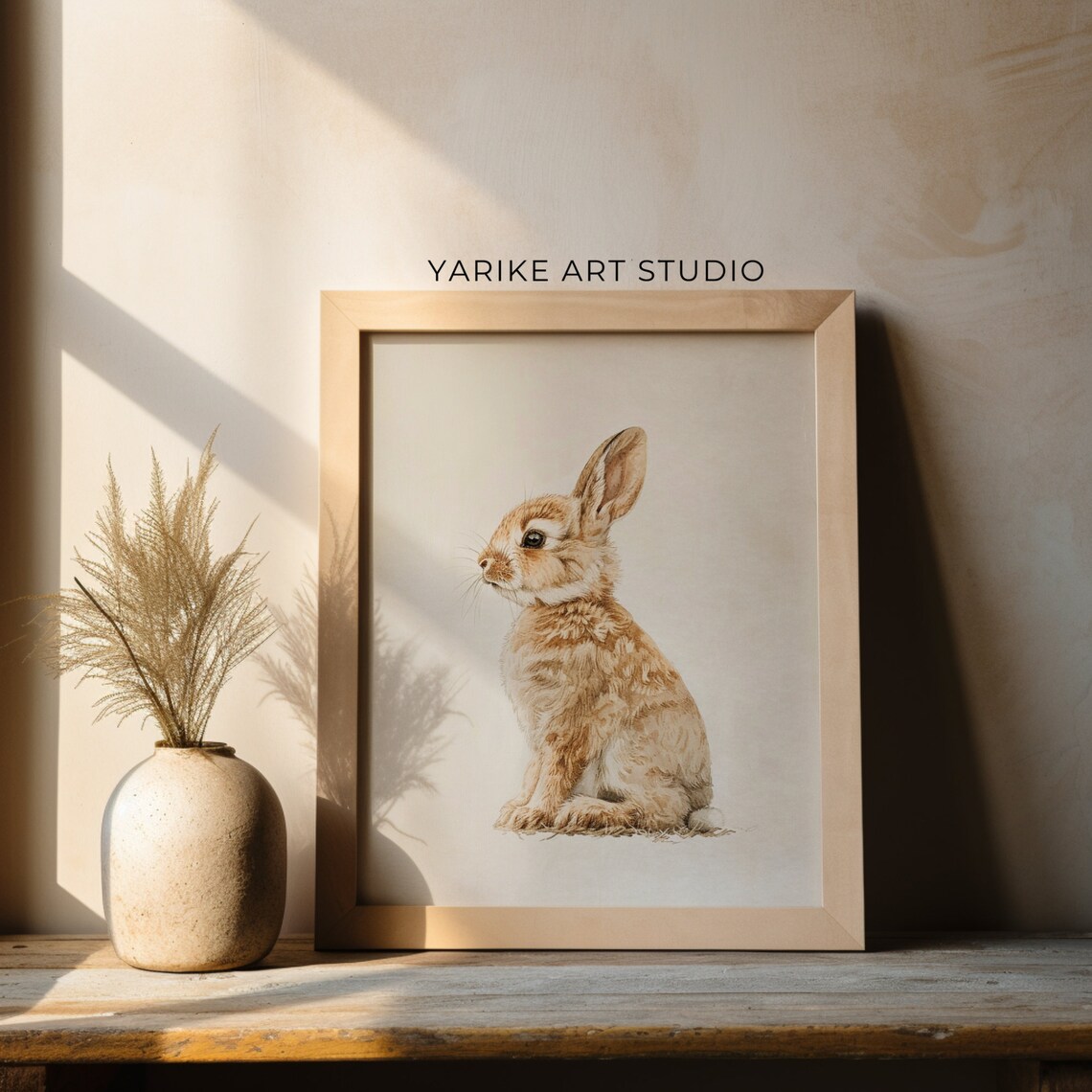 Sweet Brown Bunny Portrait Soft Watercolor Wildlife Art Poster - Image 2