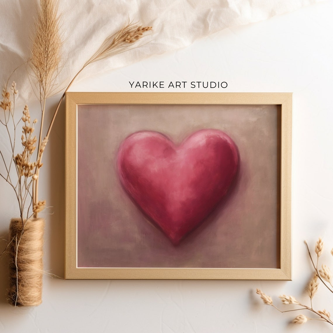 Pink Heart Painting Simple Romantic Love Minimalist Art Poster - Image 5