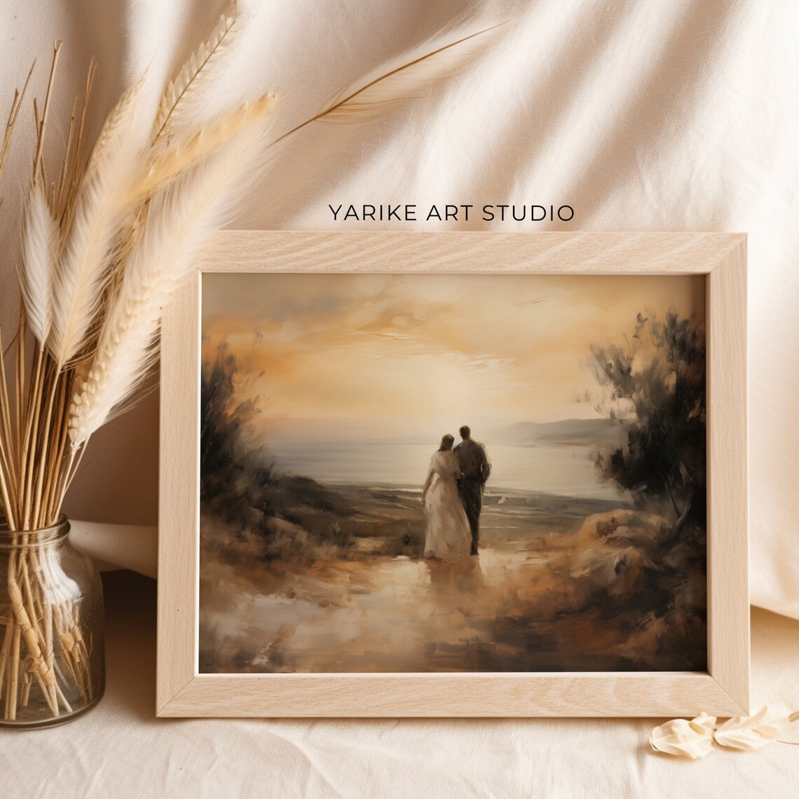 Couple Walking to the Sea at Sunset Romantic Seascape Poster - Image 5