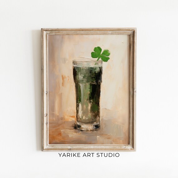 Shamrock Cocktail Four Leaf Clover Saint Patricks Day Bar Poster