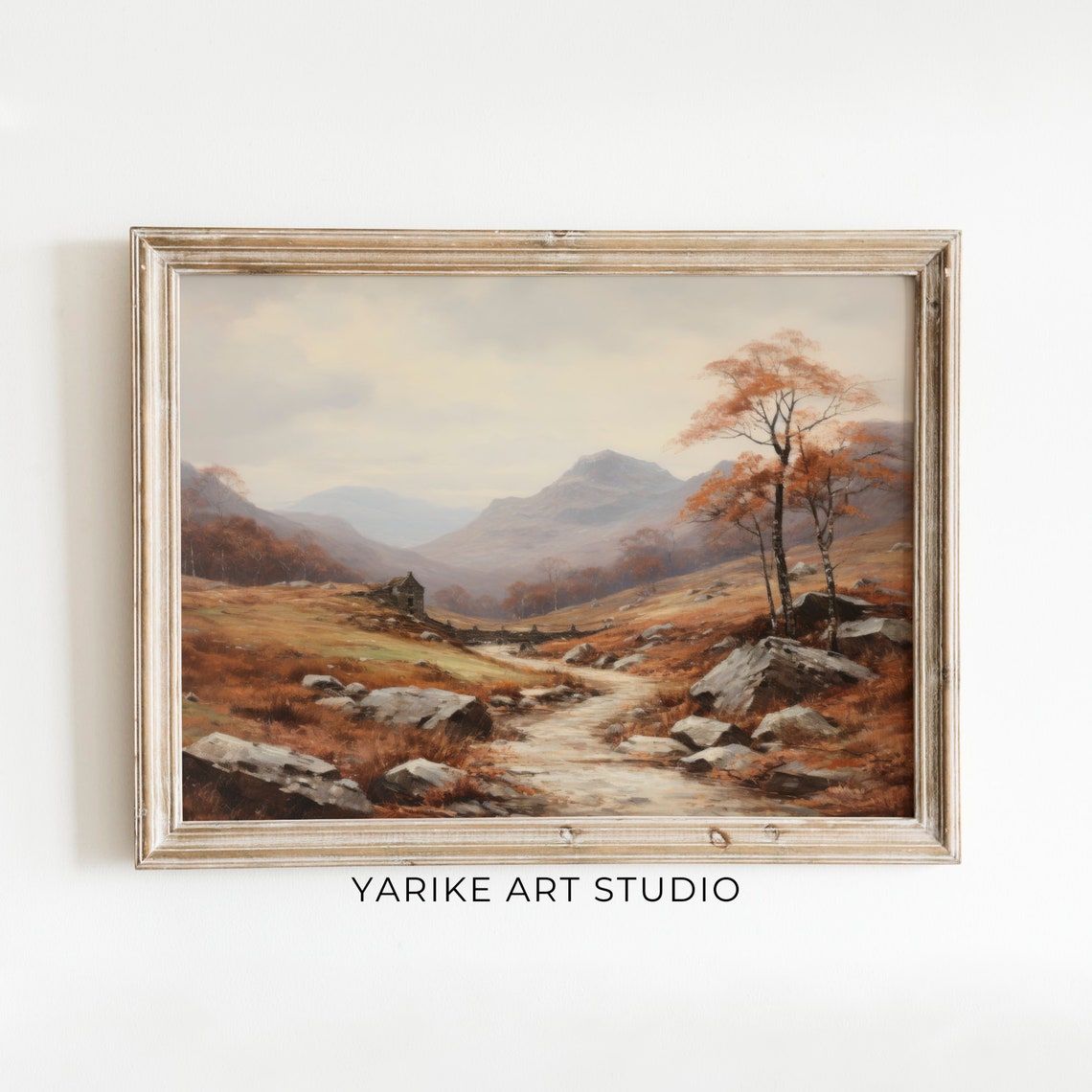 Autumn Mountain Stream Rocky Valley Fall Foliage Landscape Poster