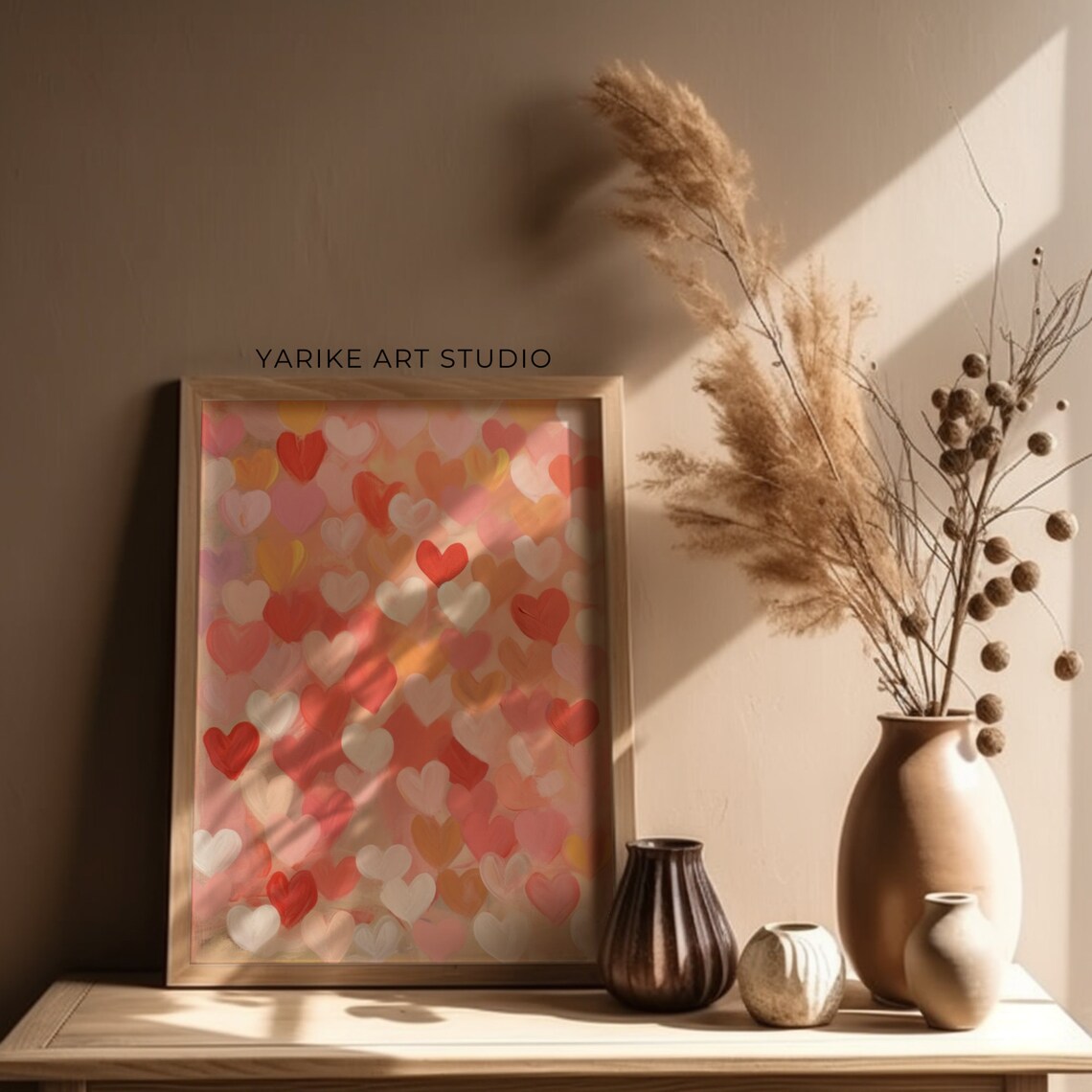 Pattern Of Painted Hearts In Red Pink Orange Valentine Poster - Image 2