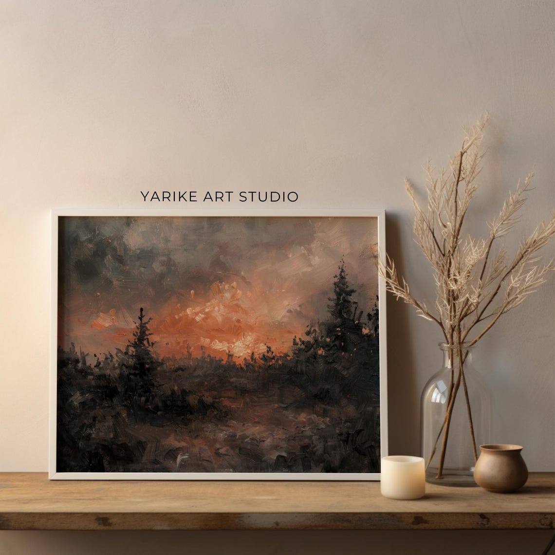 Moody Forest Sunset Evergreens Dark Atmospheric Landscape Poster - Image 4
