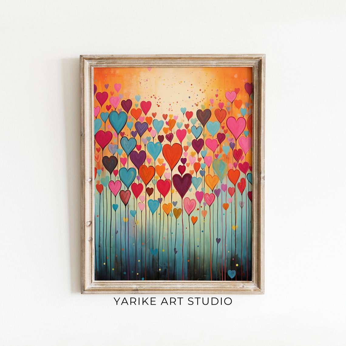 Colorful Heart Balloons Floating Up Gradient Valentine Poster - Image 6