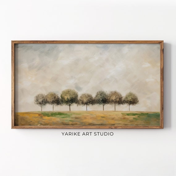 Moody Country Frame Tv Art Tree Painting Vintage Art Landscape Painting Farmhouse Wall Decor Instant Decor 8