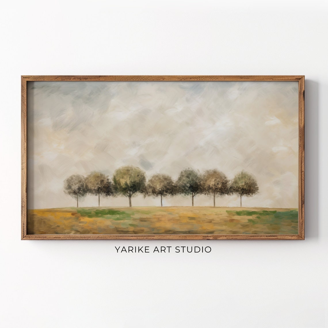 Moody Country Tree Line Cloudy Sky Minimalist Muted Landscape Poster
