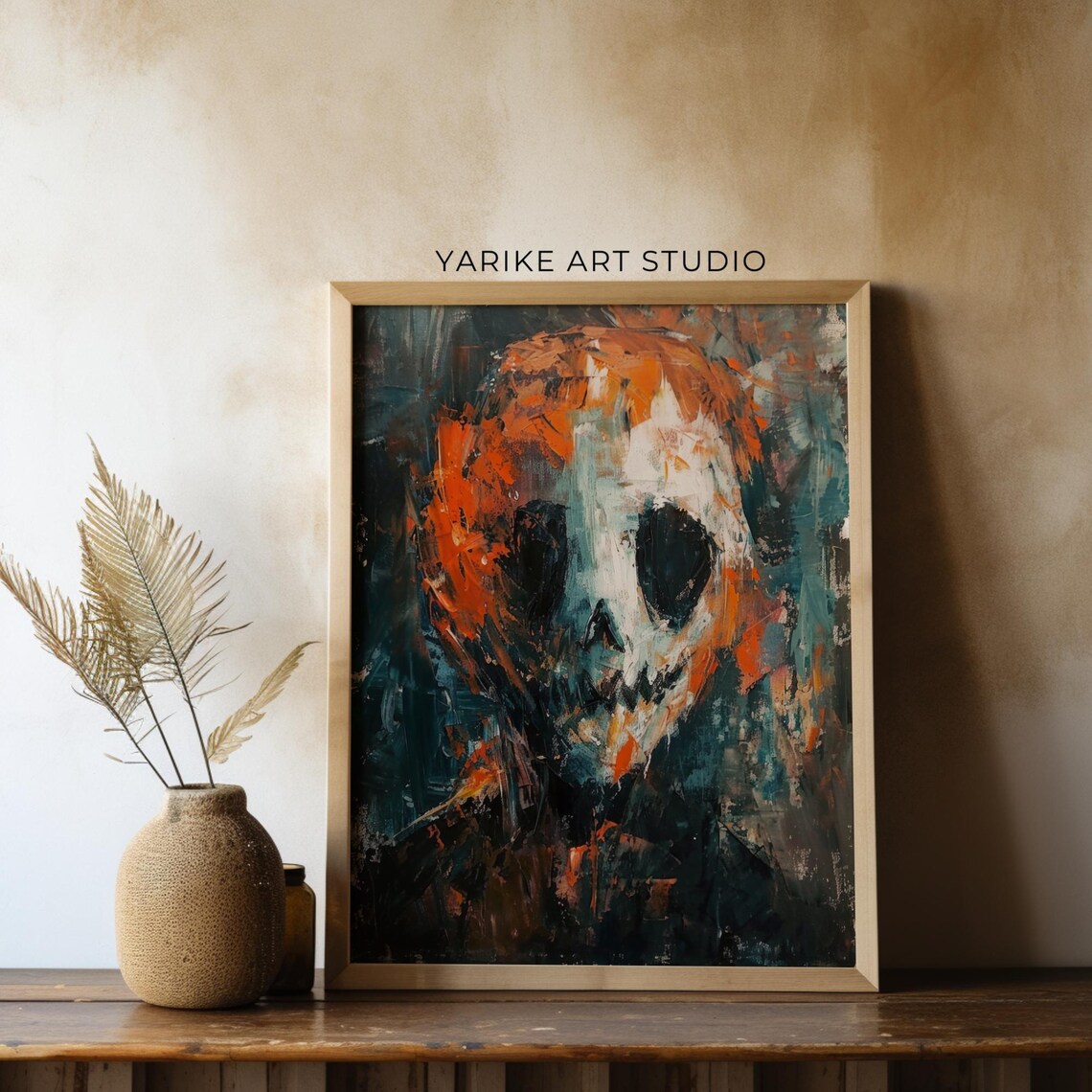 Abstract Scary Skull Face Painting Moody Abstract Macabre Print Impressionism Horror Print Halloween Decor Wall Art 782 - Image 3