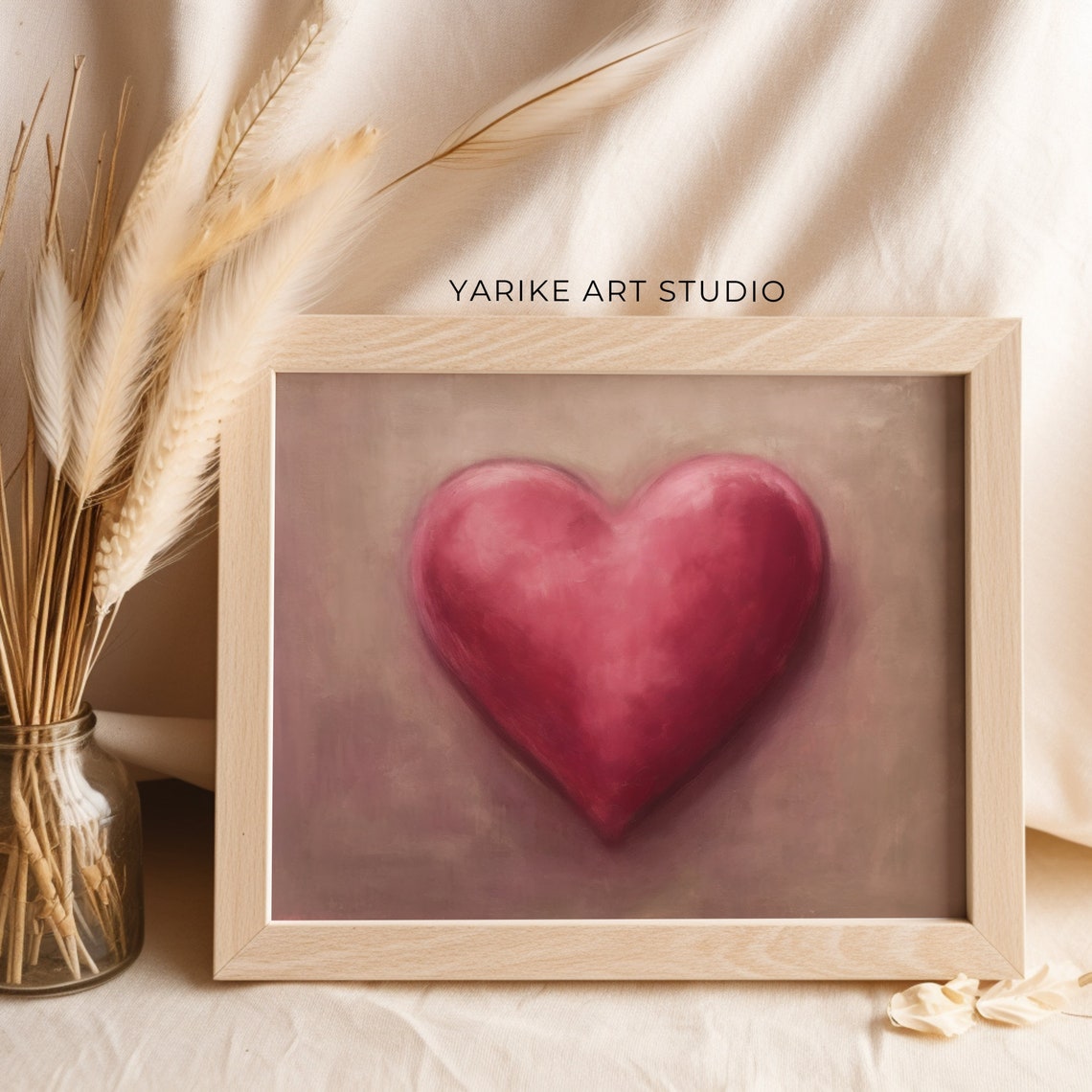 Pink Heart Painting Simple Romantic Love Minimalist Art Poster - Image 6