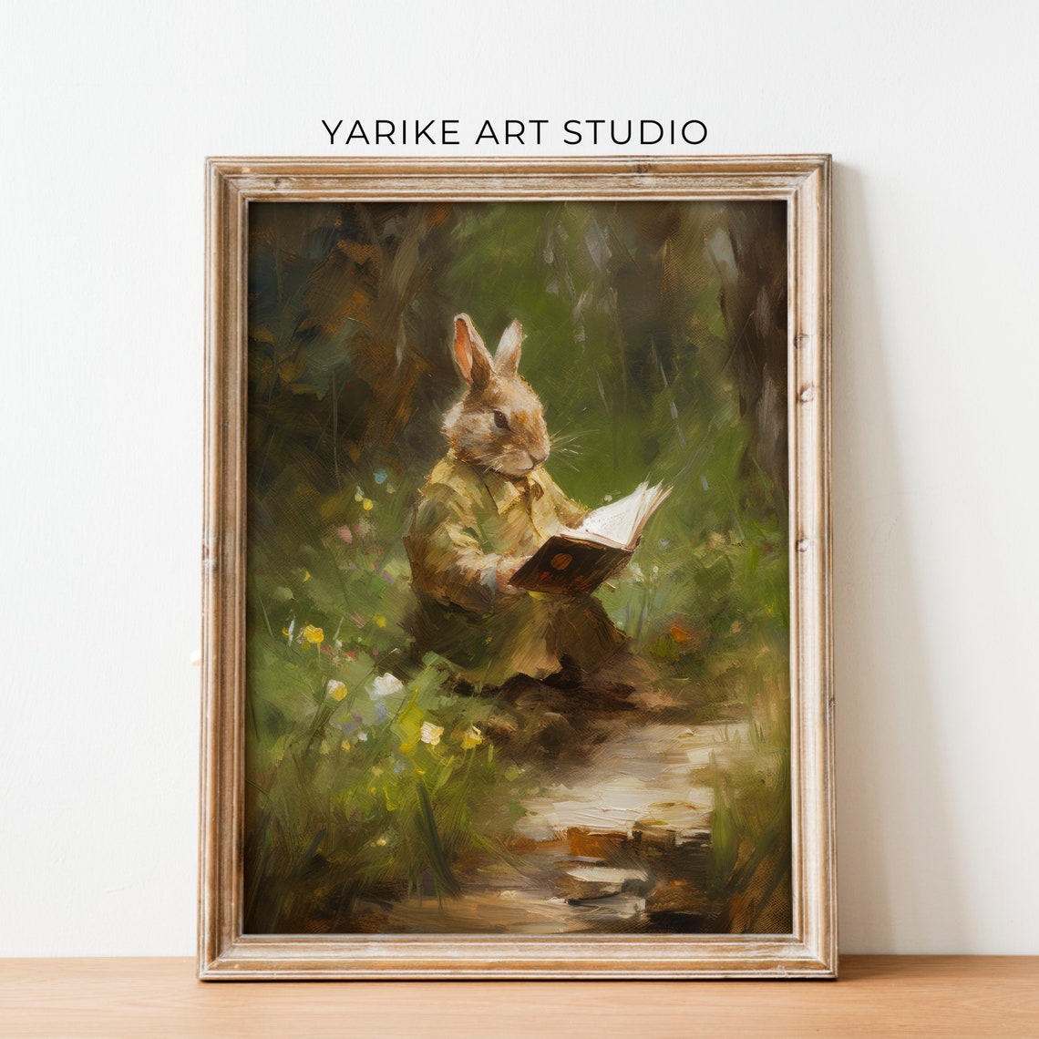 Storybook Rabbit Reading a Book in Enchanted Woodland Poster - Image 4