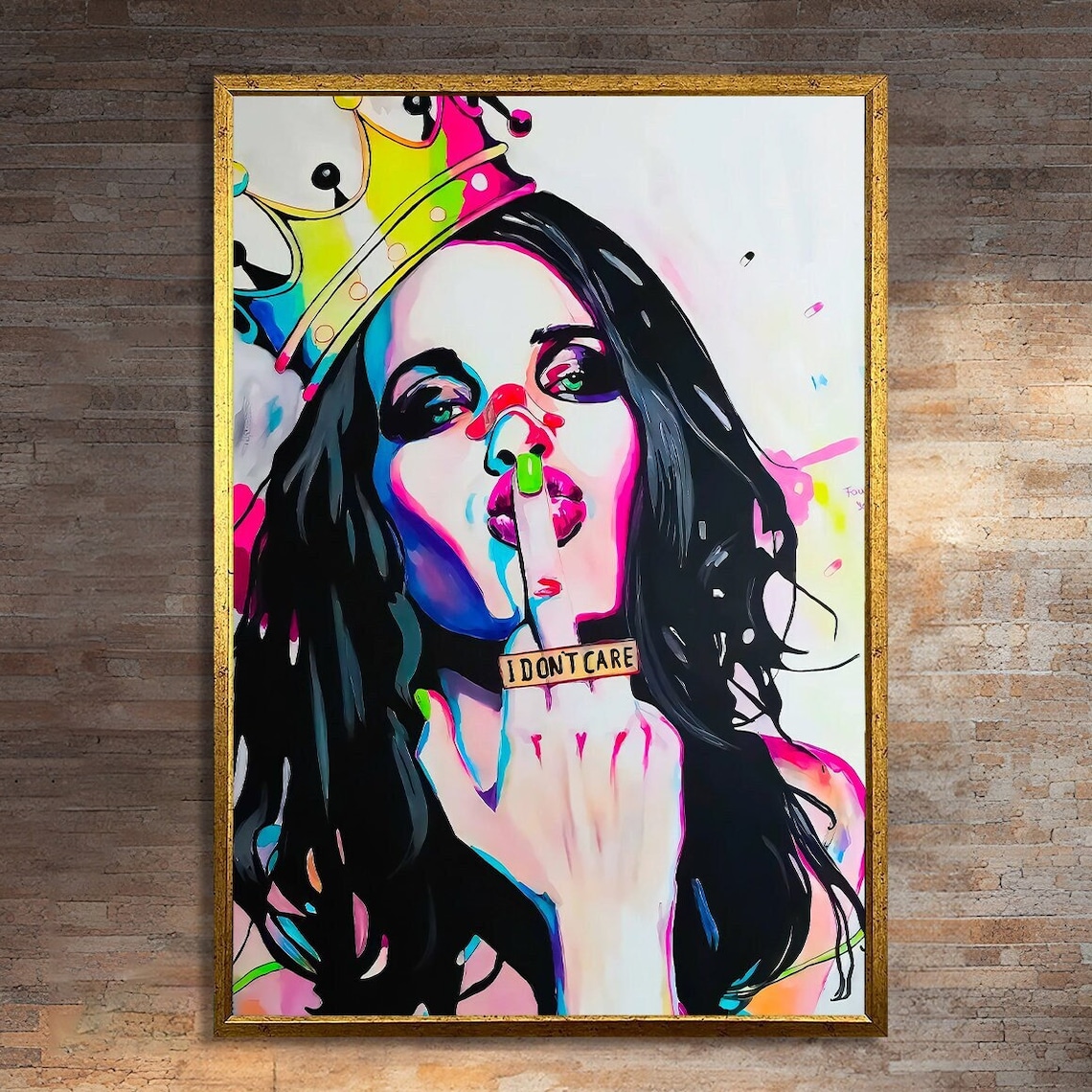 Pop Art Portrait Of Woman With Crown, Bold Decor