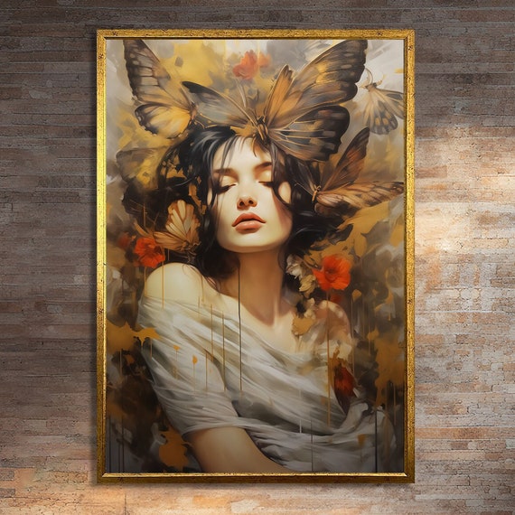 Whimsical Woman With Butterflies Art Print
