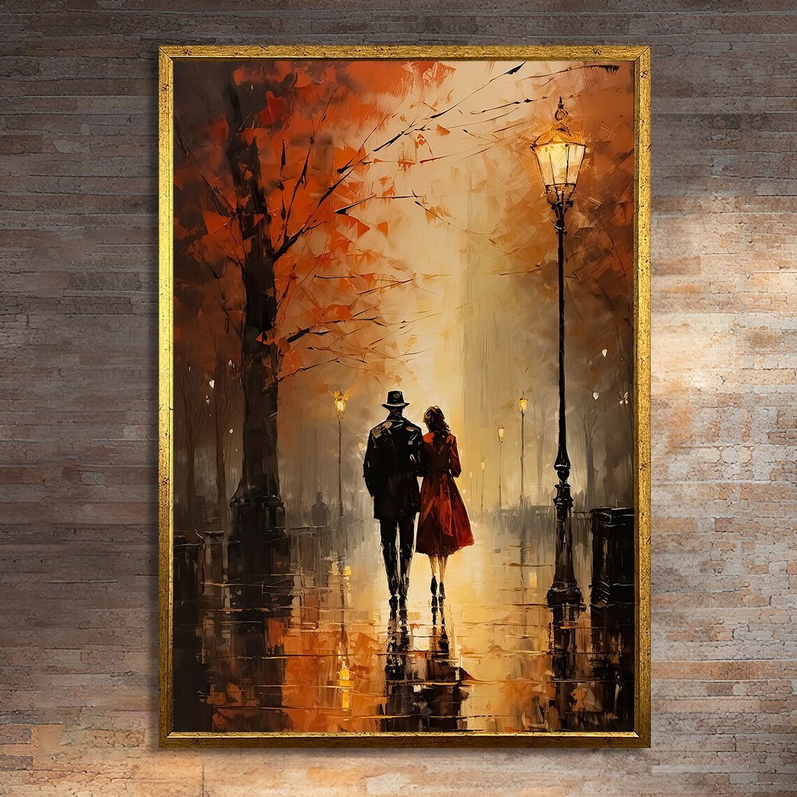 Romantic Evening Stroll, Autumn Walk Art Print