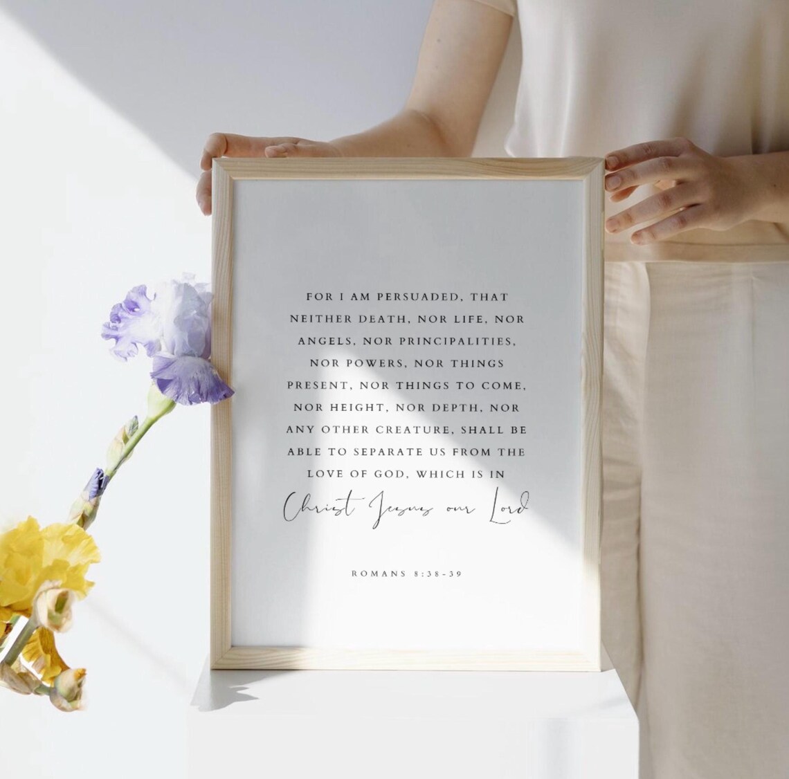 Romans 838 39 For I Am Persuaded Bible Verse Wall Art Modern Christian Minimalistic Scripture Wall Art Bible Verse Print - Image 3