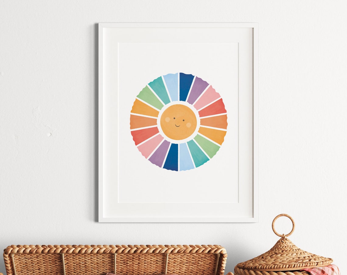 Happy Smiling Sun Rainbow Color Wheel Nursery Wall Decor Poster - Image 4