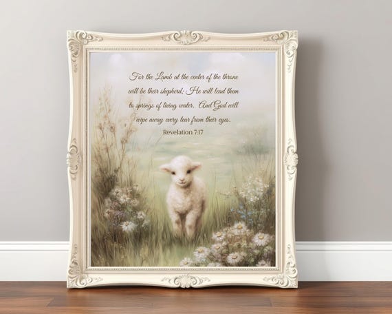 Lamb Bible Verse Art Christian Nursery Decor
