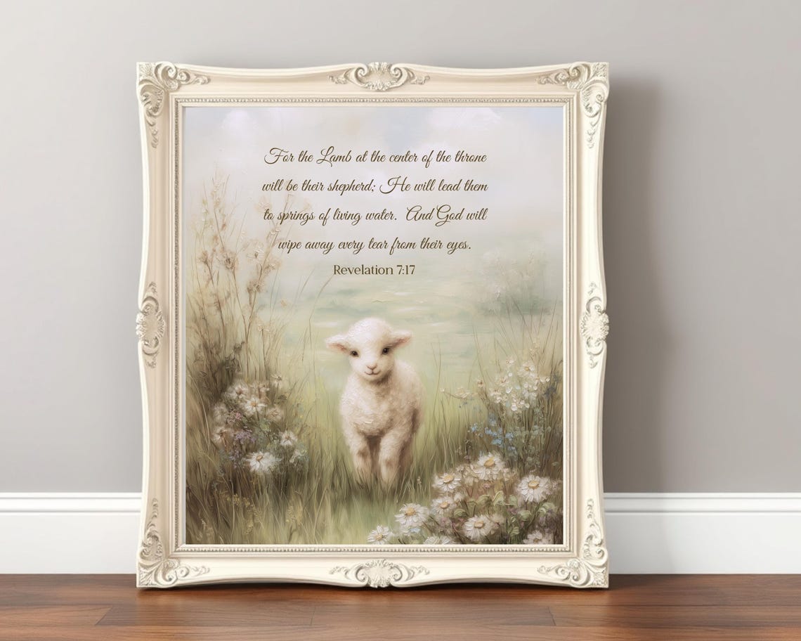 Lamb Bible Verse Art Christian Nursery Decor
