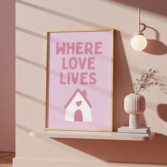 Where Love Lives Alison Limerick Inspired Lyric Print Pink Ibiza Funky Disco House Music A1 A2 A3 Typographic Ball Poster