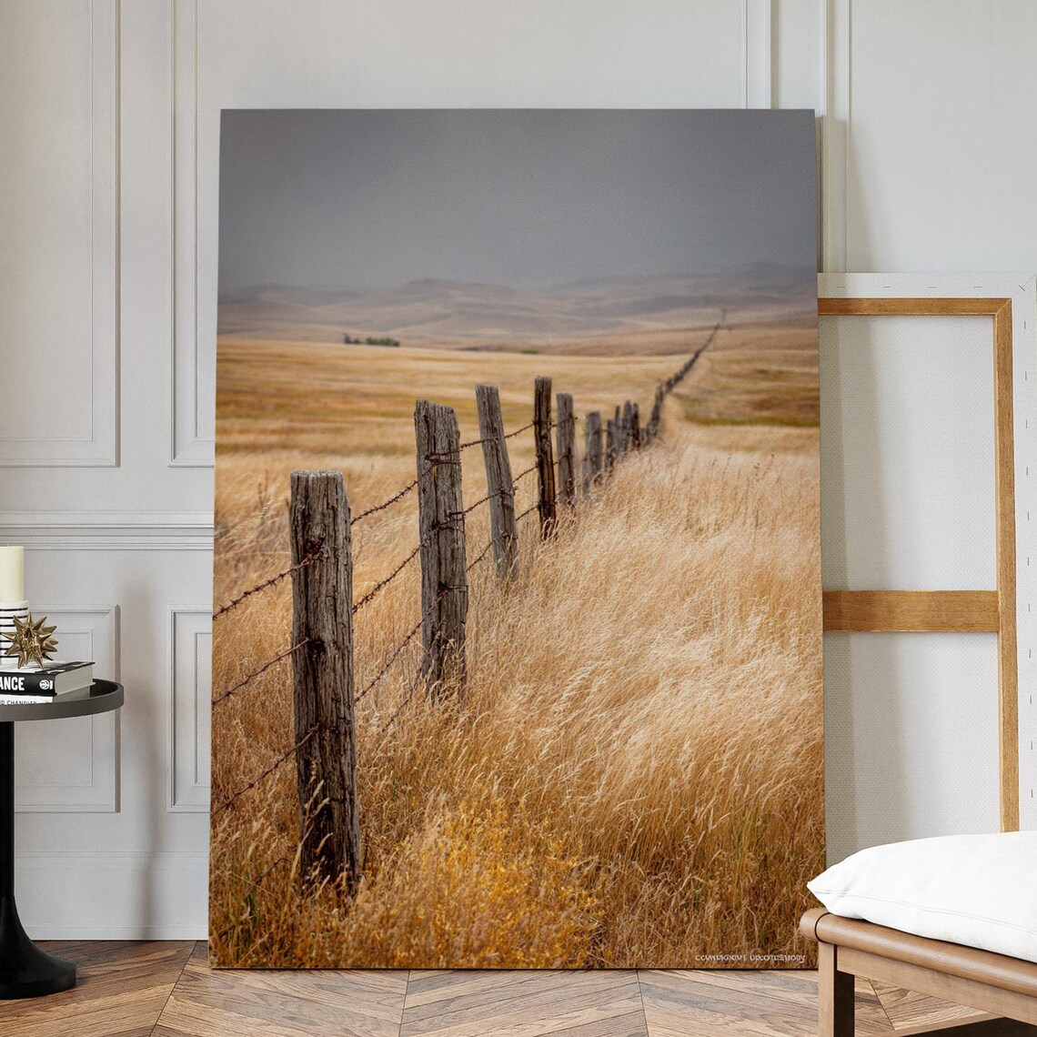 Rustic Fence Line Western Prairie Landscape Art Print
