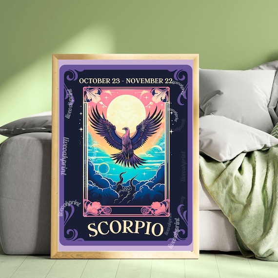 Scorpio Tarot Print, Zodiac Astrology Wall Art