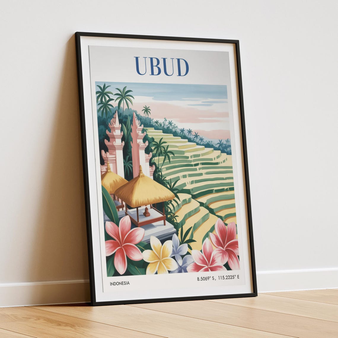 Vintage Ubud Travel Poster, Bali Rice Terrace - Image 4