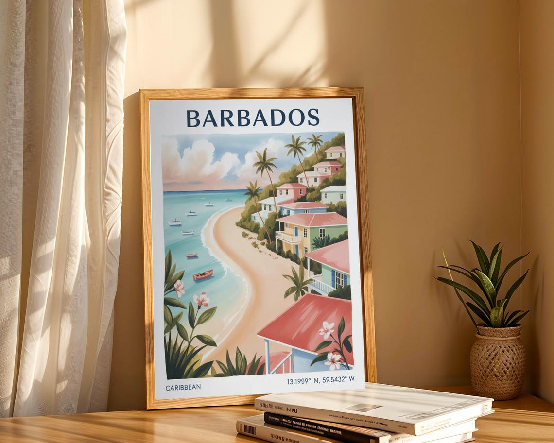 Barbados Vintage Travel Poster, Caribbean Beach - Image 6