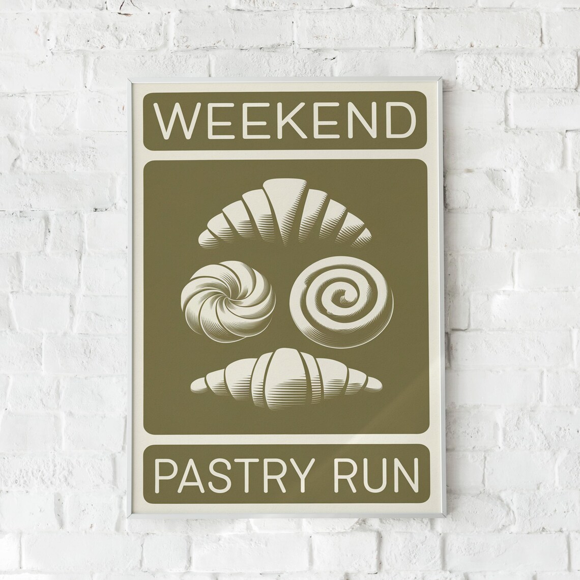 Weekend Pastry Run Croissant Art, Minimalist Kitchen Poster - Image 6