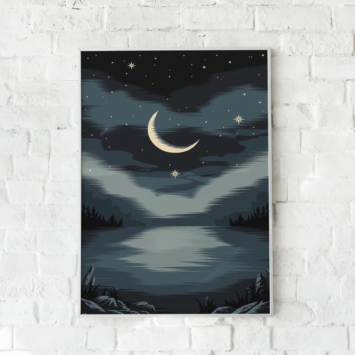 Scandinavian Moon And Stars, Tranquil Night Sky - Image 5
